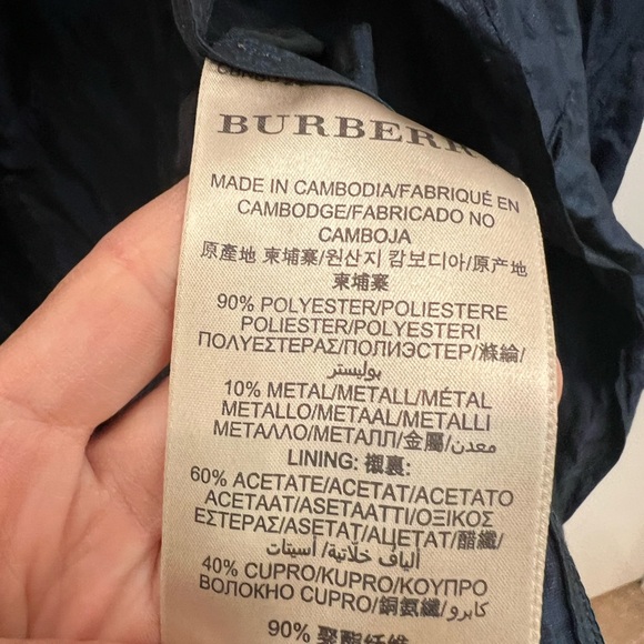 BURBERRY London Blue Polyester Short Trench Coat Size 6 - Picture 9 of 12